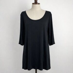 J. Jill Pure Jill XL Petite Ballet-Sleeve Tunic Black Cotton Modal Scoop Neck